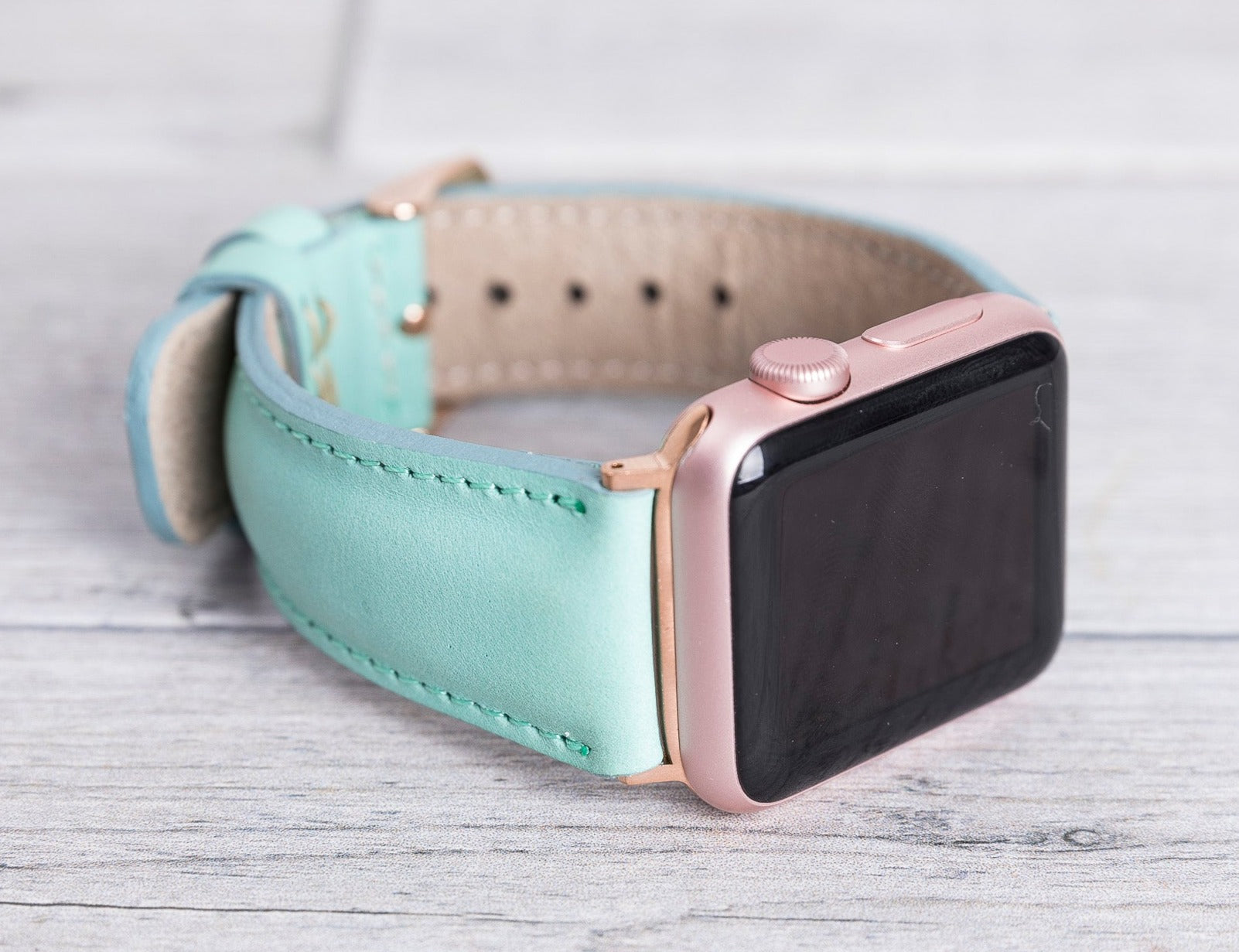 Uhrenarmband aus Hochwertigem Leder in Nerzfarbe für Apple Watch