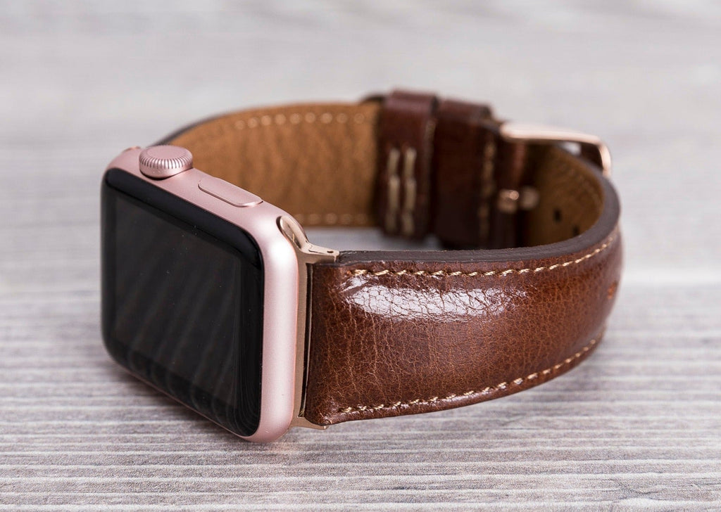 Dunkelbraunes Lederarmband für die Apple Watch - O2Leather