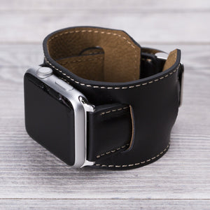 Leder Schwarz "2in1" Band für Apple Watch